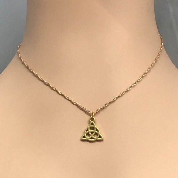 Triquetra Trinity Celtic Knot Charmed Gold Tone - Picture 2 of 7